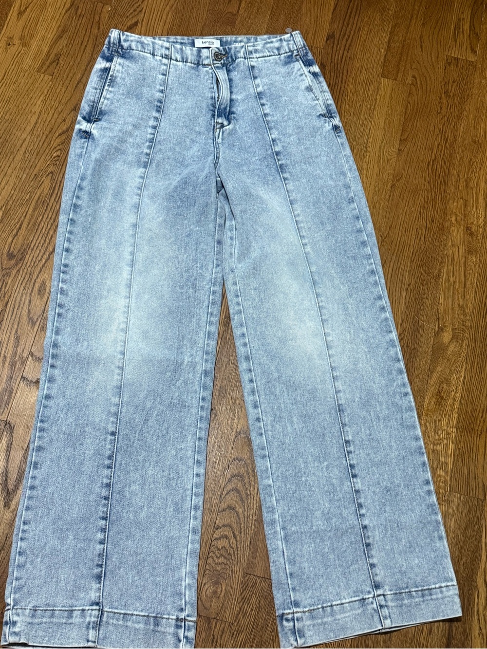 Kensie Light Blue Panel-Seam Wide Leg Jeans - Picture 2 of 6